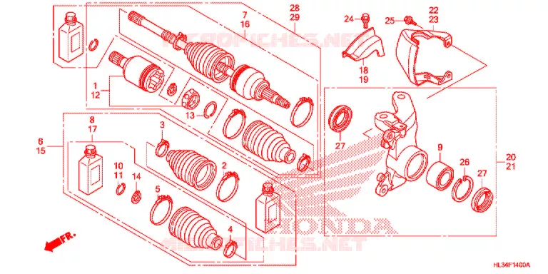VOOR KNOKKEL/VOOR AANDRIJFAS Honda ATV 700 PIONEER 2015  SXS700M4F
