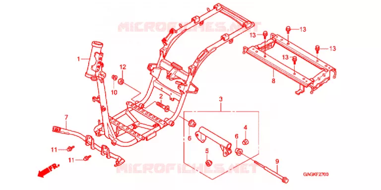 FRAME CHASSIS Honda SCOOTER 50 GYRO 2007  TC507
