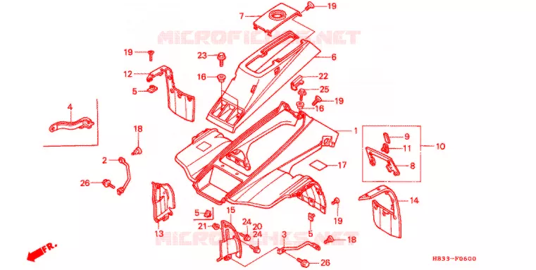 VOORSPATBORD Honda ATV 200 FOURTRAX 1987  TRX200SXH
