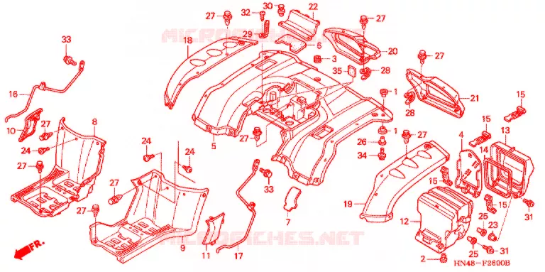 ACHTER STROOMLIJNKAP Honda ATV 350 FOURTRAX 2005  TRX350FM4