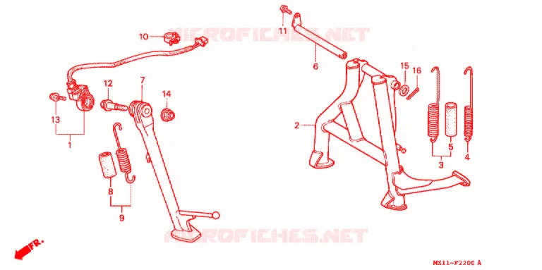 HOOFD STANDAARD/REMPEDAAL Honda MOTO 1000 CB 1994  CB1000FR_II