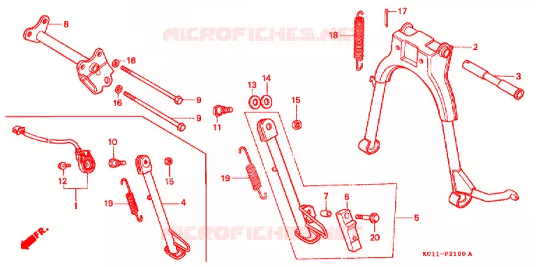 HOOFD STANDAARD/REMPEDAAL Honda MOTO 125 CB 1991  CB125TM_DS