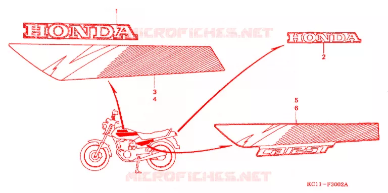 EMBLEEM/STREEP (3) Honda MOTO 125 CB 1995  CB125TP