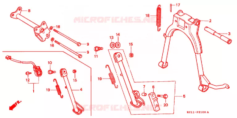 HOOFD STANDAARD/REMPEDAAL Honda MOTO 125 CB 1996  CB125TP_DS