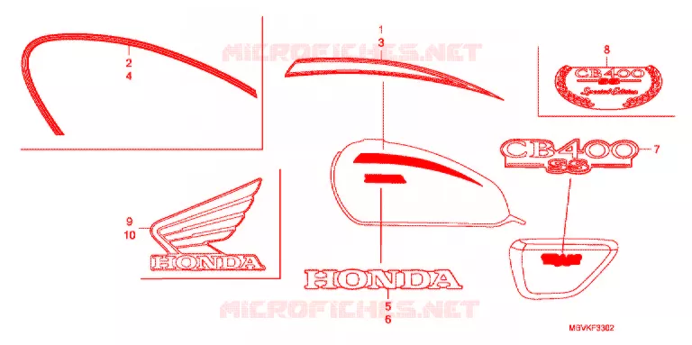 EMBLEEM/STREEP (CB400SS8) Honda MOTO 400 CB 2008  CB400SS8