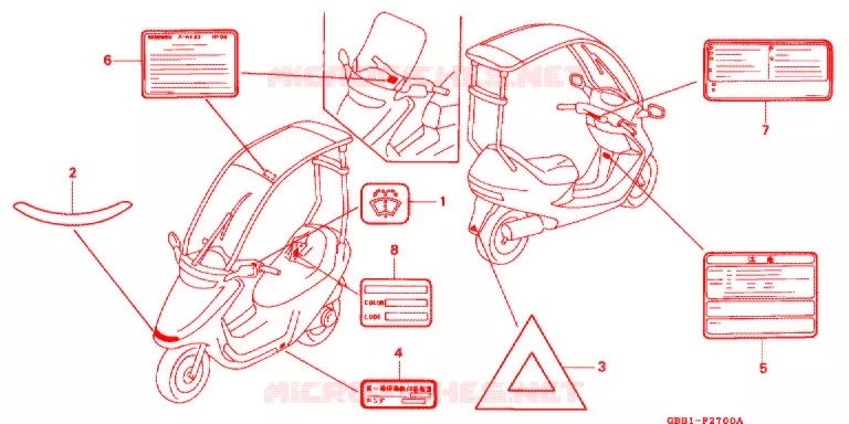 WAARSCHUWINGSLABEL(1) Honda MOTO 50 CABINA 1994  SCX50R_II