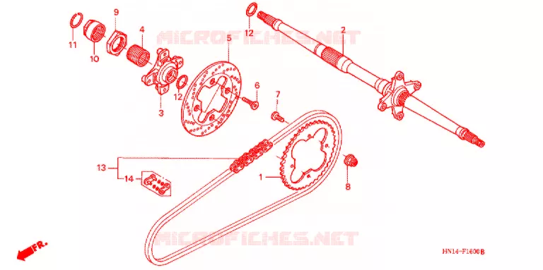 ACHTER WIEL AS/ AANDRIJFKETTING Honda ATV 400 FOURTRAX 2004  TRX400EX4