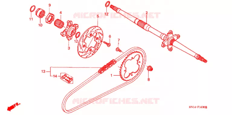ACHTER WIEL AS/ AANDRIJFKETTING Honda ATV 400 FOURTRAX 2006  TRX400EX6