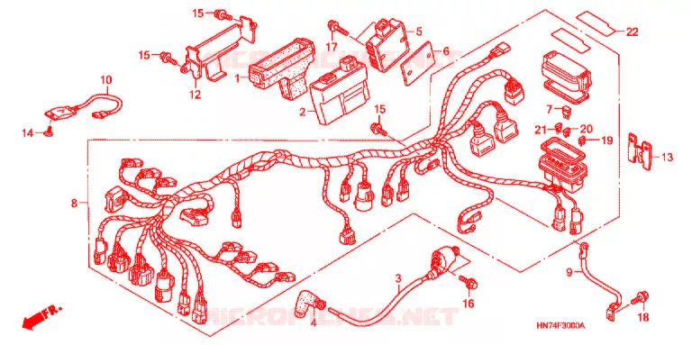 BEDRADINGSBUNDEL/ACCU Honda ATV 400 FOURTRAX 2004  TRX400FGA4