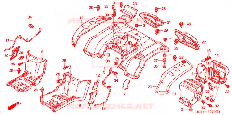 ACHTER STROOMLIJNKAP Honda ATV 400 FOURTRAX 2005  TRX400FGA5