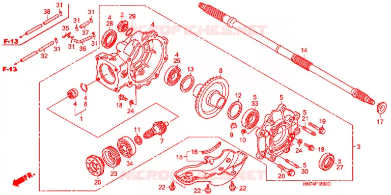 LAATSTE VERSNELLING/ ACHTER AS SPIL Honda ATV 400 FOURTRAX 2007  TRX400FGA7