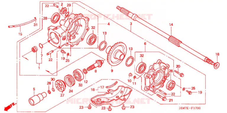 LAATSTE VERSNELLING/ ACHTER AS SPIL Honda ATV 400 FOURTRAX 2003  TRX400FW3