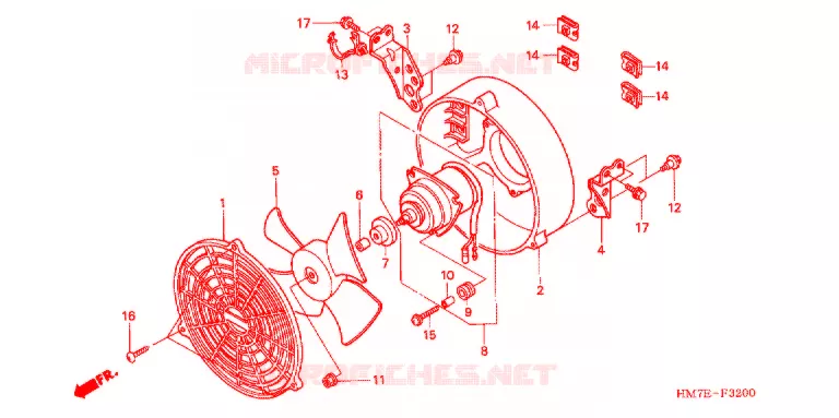 VENTILATOR AFDEKKING/DEKBAND Honda ATV 400 FOURTRAX 2003  TRX400FW3