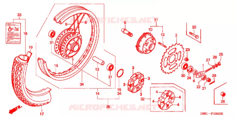 ACHTER WIEL Honda MOTO 90 CD 1986  CD90A