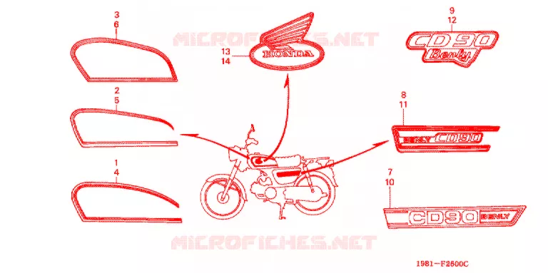 EMBLEEM/STREEP (A/H/N/P) Honda MOTO 90 CD 1981  CD90A