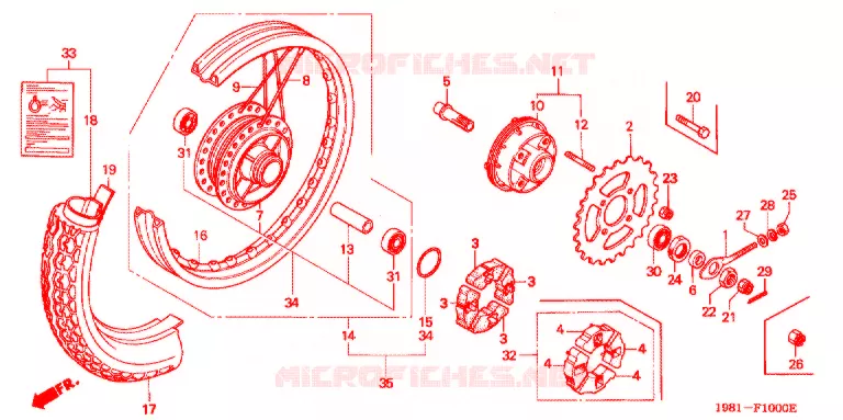 ACHTER WIEL Honda MOTO 90 CD 1997  CD90S