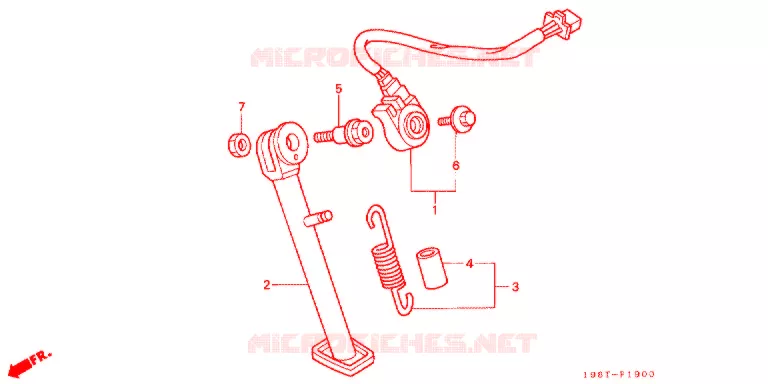 HOOFD STANDAARD/REMPEDAAL Honda MOTO 90 CD 1997  CD90ST