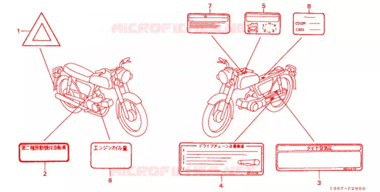 WAARSCHUWINGSLABEL(1) Honda MOTO 90 CD 1998  CD90SW