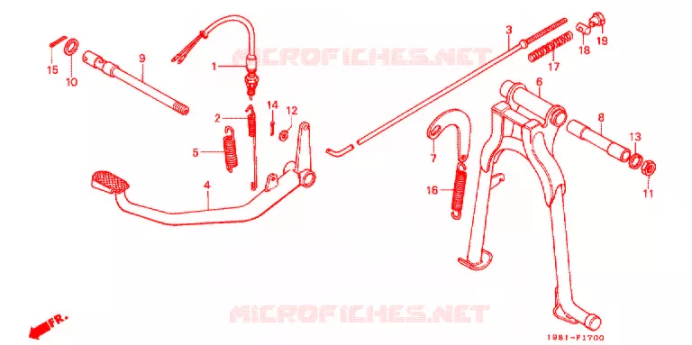 HOOFD STANDAARD/REMPEDAAL Honda MOTO 90 CD 1999  CD90W