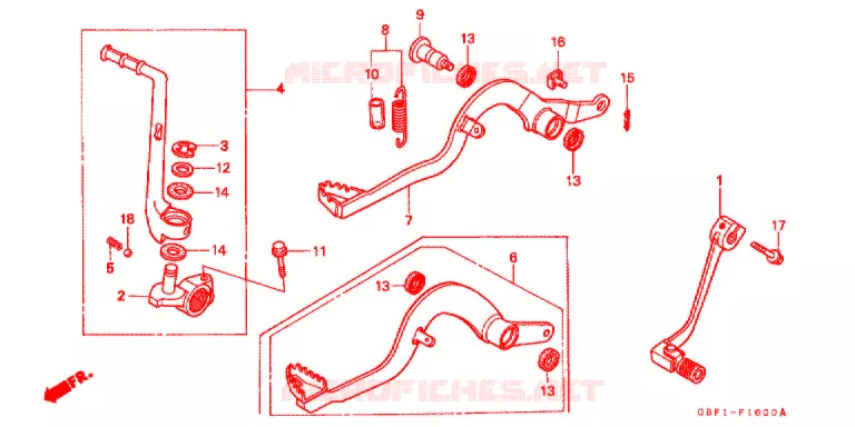 PEDAAL/KICKSTARTER ARM Honda MOTO 80 CR 1997  CR80RBV