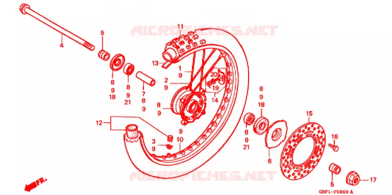 VOOR WIEL Honda MOTO 80 CR 1997  CR80RBV
