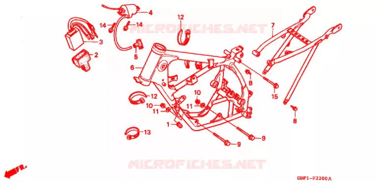 FRAME CHASSIS/ONTSTEKINGSSPOEL Honda MOTO 80 CR 1998  CR80RBW