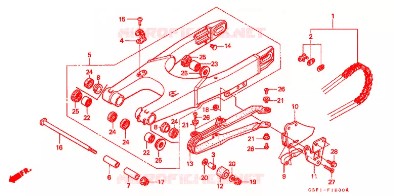 ZWAAI-ARM/AANDRIJFKETTING Honda MOTO 80 CR 1999  CR80RBX