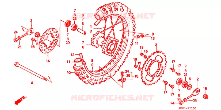 ACHTER WIEL Honda MOTO 80 CR 1996  CR80RT