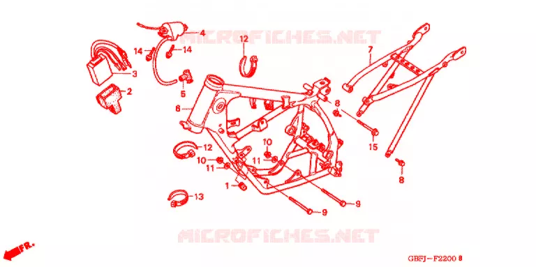 FRAME CHASSIS/ONTSTEKINGSSPOEL Honda MOTO 80 CR 2000  CR80RY