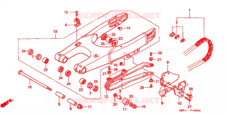ZWAAI-ARM/AANDRIJFKETTING Honda MOTO 80 CR 2000  CR80RY