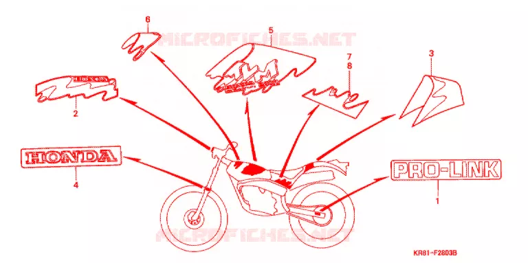 EMBLEEM/STREEP (4) Honda MOTO 220 TRIAL 1991  TLM220RL