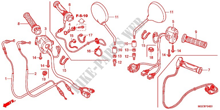 HENDEL HEFBOOM/SCHAKELAAR/KABEL(1) voor Honda CB 1100 EX ABS, E Package 2017