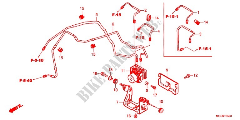 VOORREM HOOFDCILINDER/ABS MODULATOR voor Honda CB 1100 EX ABS, E Package 2017
