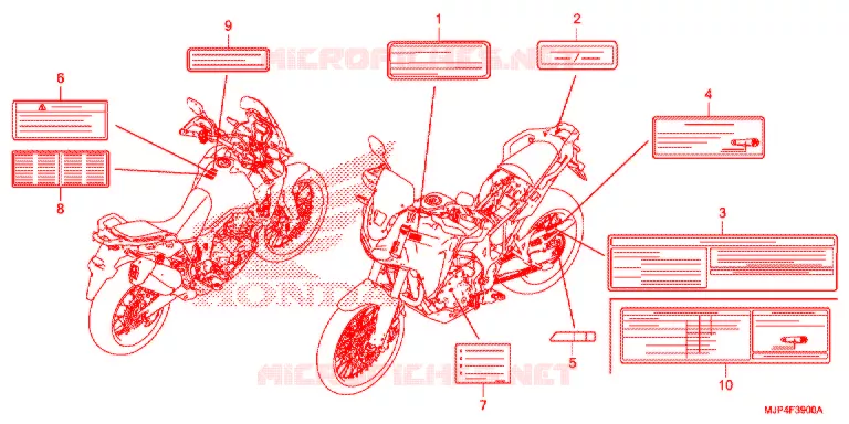 WAARSCHUWINGSLABEL(1) Honda MOTO 1000 AFRICA-TWIN 2017  CRF1000DH