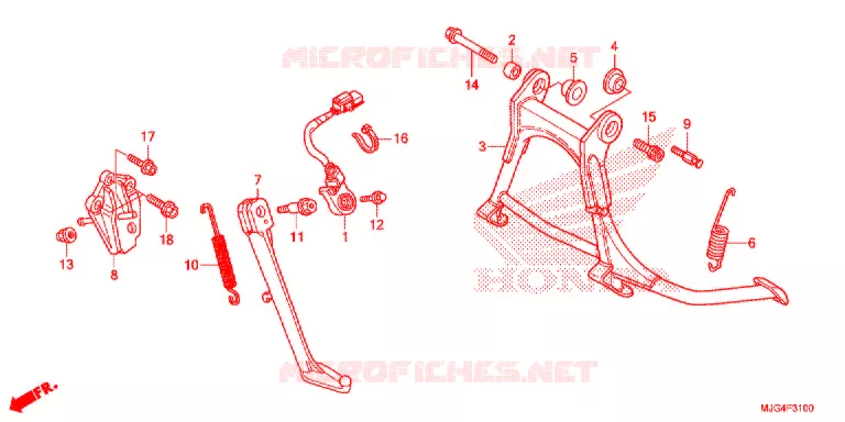 HOOFD STANDAARD/REMPEDAAL Honda MOTO 1800 GOLD-WING 2019  GL1800BH
