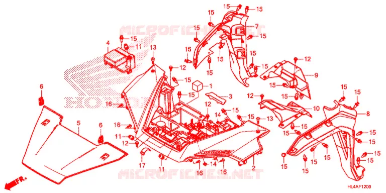 VOORSPATBORD / TREEPLANK Honda ATV 1000 PIONEER 2017  SXS1000M3PH