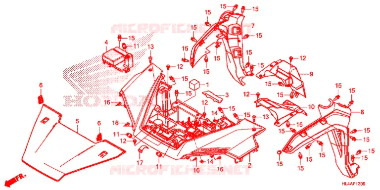 VOORSPATBORD / TREEPLANK Honda ATV 1000 PIONEER 2017  SXS1000M5LH