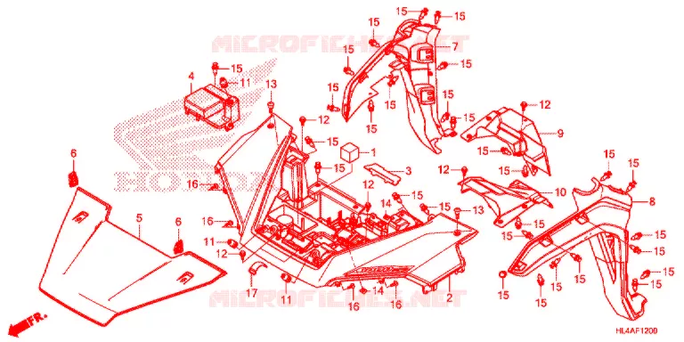 VOORSPATBORD / TREEPLANK Honda ATV 1000 PIONEER 2017  SXS1000M5PH