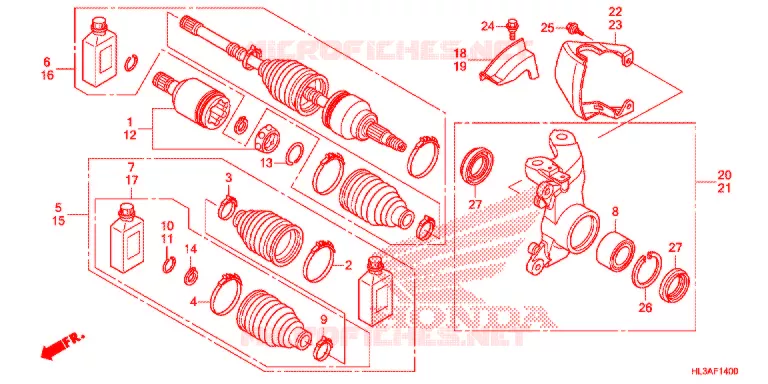 VOOR KNOKKEL/VOOR AANDRIJFAS Honda ATV 700 PIONEER 2017  SXS700M2DH