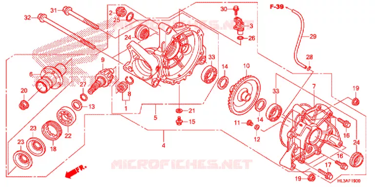 LAATSTE VERSNELLING/ ACHTER AS SPIL Honda ATV 700 PIONEER 2017  SXS700M2DH