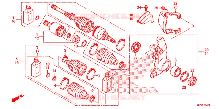 VOOR KNOKKEL/VOOR AANDRIJFAS Honda ATV 700 PIONEER 2017  SXS700M4DH