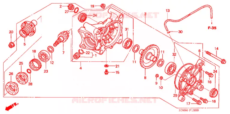 LAATSTE VERSNELLING/ ACHTER AS SPIL Honda ATV 650 FOURTRAX 2004  TRX650FGA4