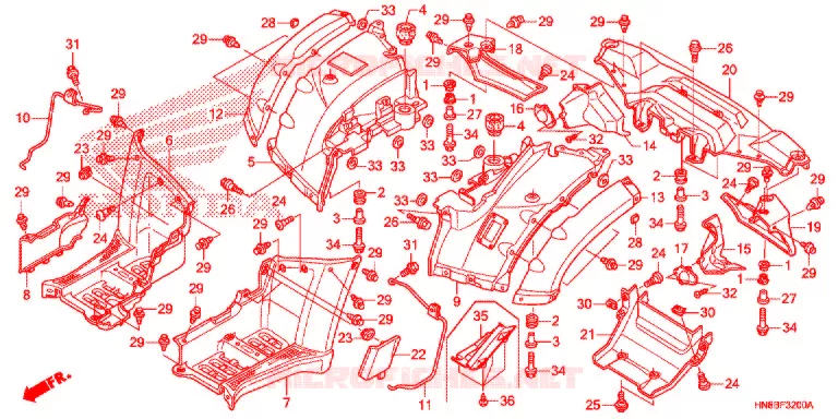 ACHTER STROOMLIJNKAP Honda ATV 680 FOURTRAX 2011  TRX680FAB