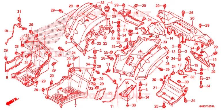 ACHTER STROOMLIJNKAP Honda ATV 680 FOURTRAX 2012  TRX680FAC