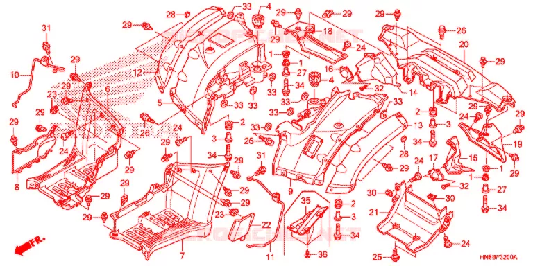 ACHTER STROOMLIJNKAP Honda ATV 680 FOURTRAX 2012  TRX680FAC