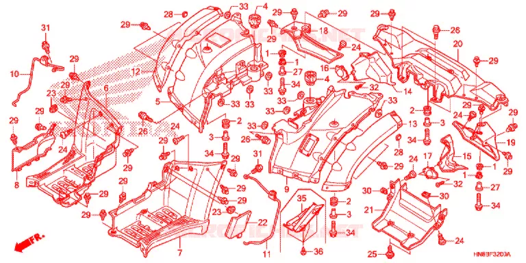 ACHTER STROOMLIJNKAP Honda ATV 680 FOURTRAX 2013  TRX680FAD