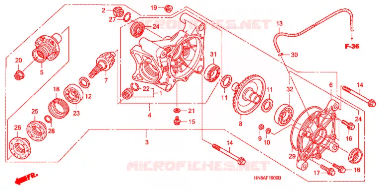 LAATSTE VERSNELLING/ ACHTER AS SPIL Honda ATV 680 FOURTRAX 2006  TRX680FGA6