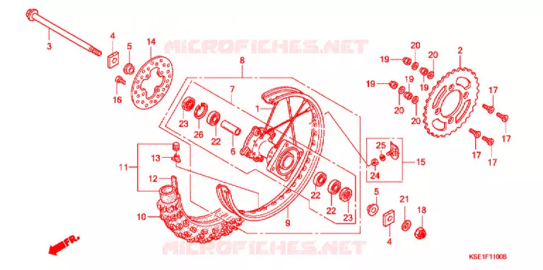 ACHTER WIEL Honda MOTO 150 CRF 2007  CRF150R7