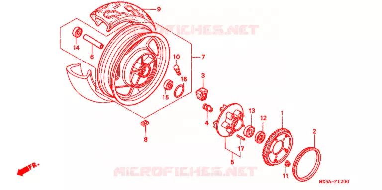 ACHTER WIEL Honda MOTO 750 VF 2000  VF750C2Y