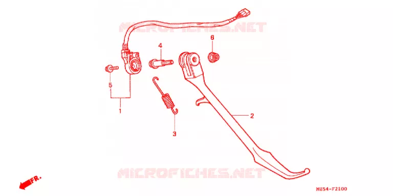 HOOFD STANDAARD/REMPEDAAL Honda MOTO 750 VF 1994  VF750CR